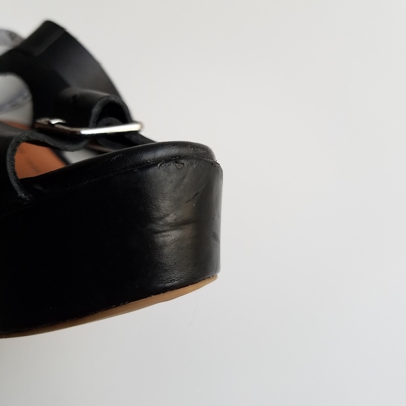 Gap black leather platform wedge sandals - Picture 6 of 12